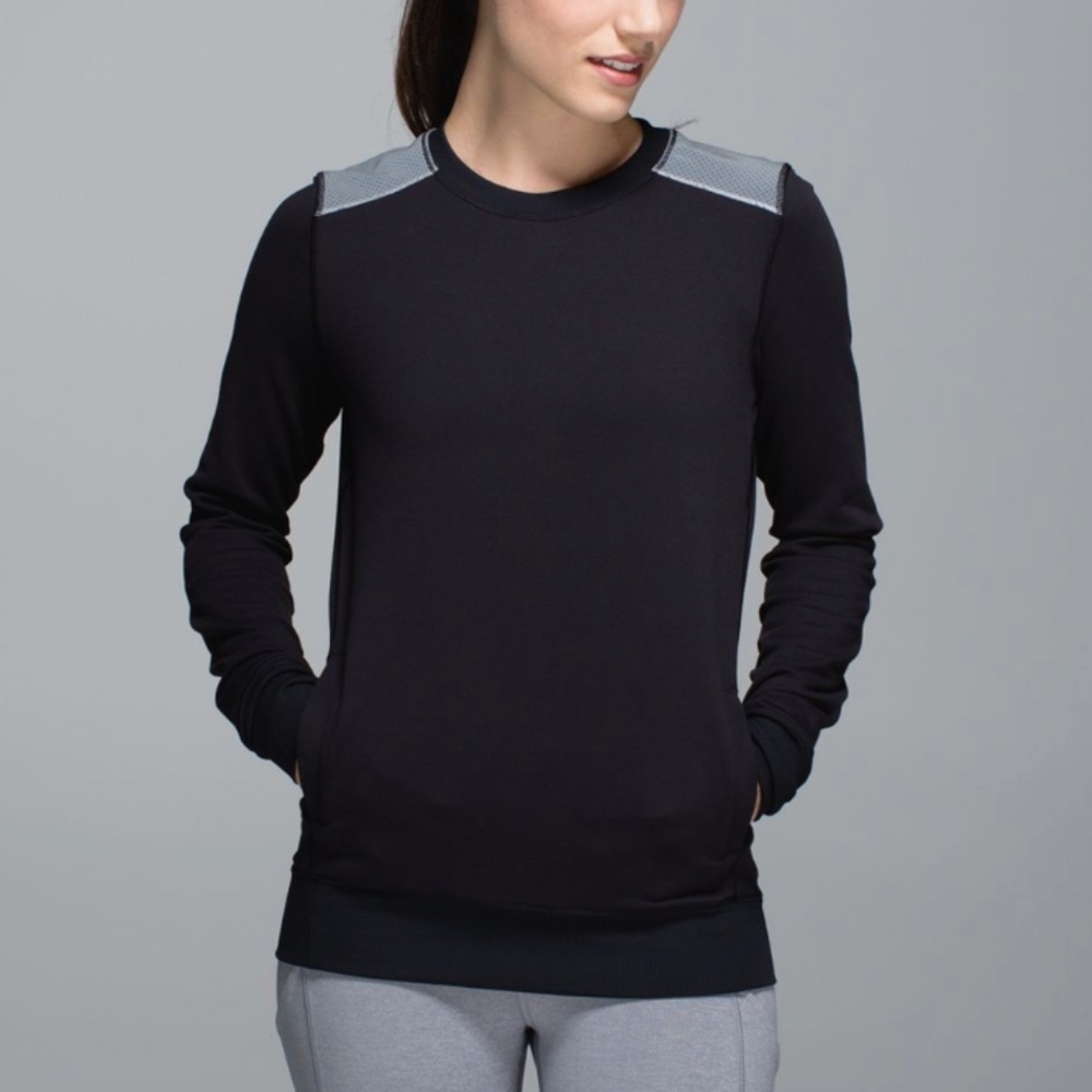 Lululemon In A Flash Long Sleeve Pullover Top Black Silver Reflective -6